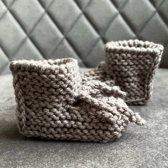 Handmade Taupe Baby Booties - Picture 4 of 7